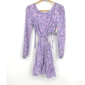 Wildfox Womens XS Purple Floral Cut Out Long Sleeve Mini Dress